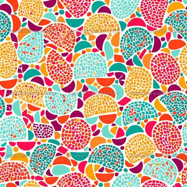 Colorful abstract seamless pattern with curved shapes and textures — seamless tileable pattern