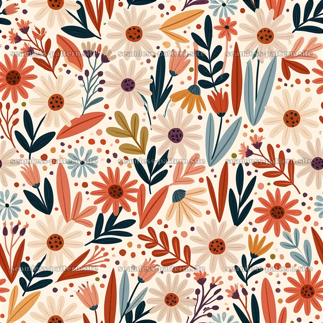 Funky Colorful Floral Repeating Pattern — seamless tileable pattern