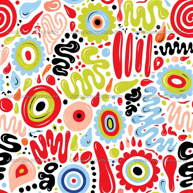 Colorful abstract seamless pattern with various shapes and forms — seamless tileable pattern