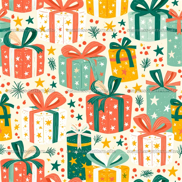 Colorful gift packages in a seamless pattern design — seamless tileable pattern