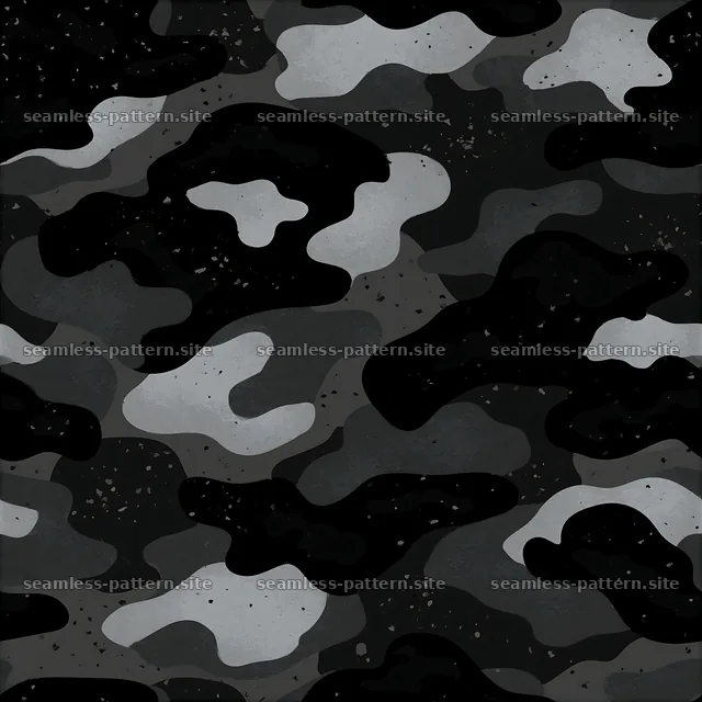 Monochrome black and gray camouflage seamless pattern — seamless tileable pattern