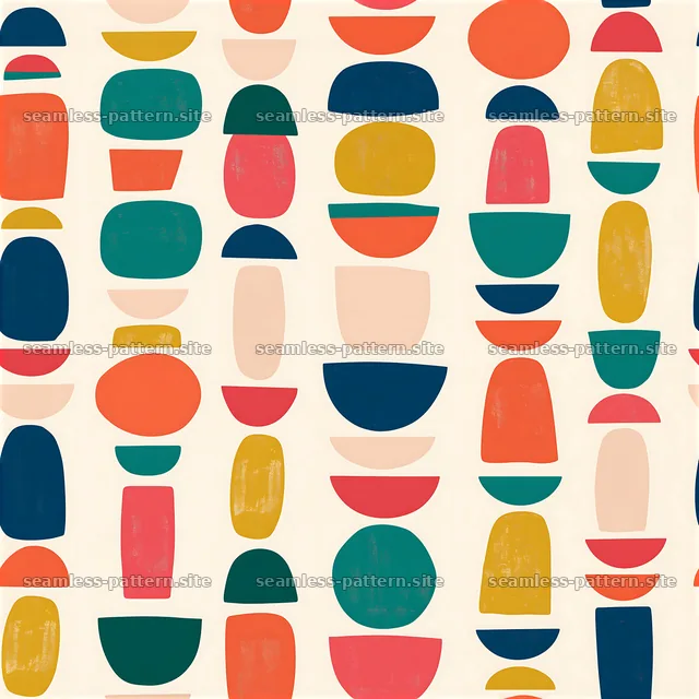 Colorful abstract seamless pattern with shapes and vibrant colors — seamless tileable pattern
