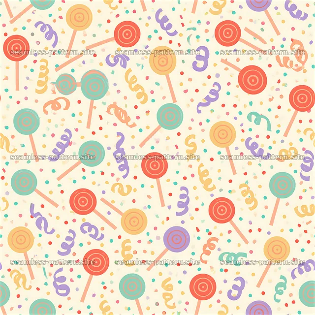 Colorful Lollipop and Confetti Seamless Pattern — seamless tileable pattern