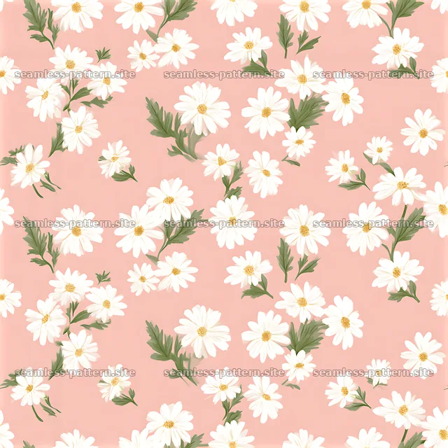 Daisies on pink background create cheerful seamless pattern — seamless tileable pattern