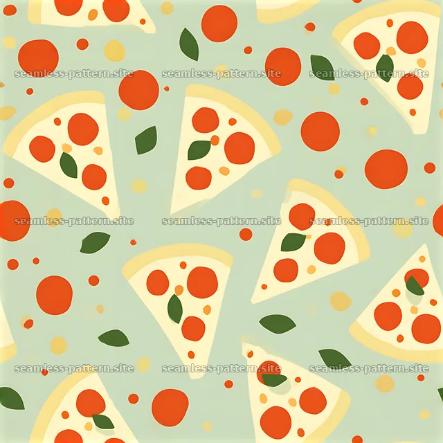 Seamless fabric pizza pattern with slices and dots on light background — seamless tileable pattern