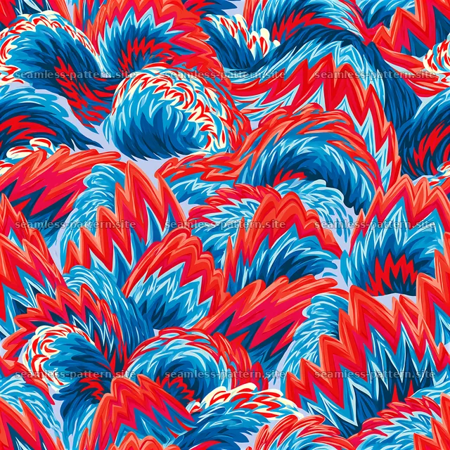 Colorful abstract waves pattern with bold shapes and bright colors — seamless tileable pattern