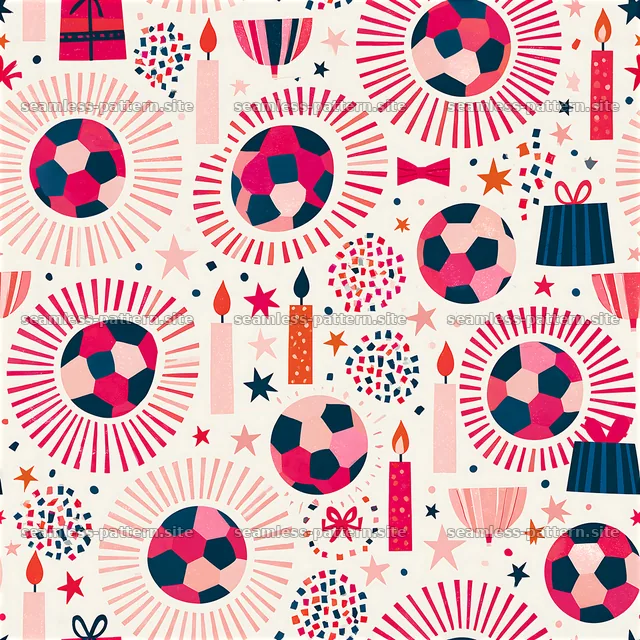 Birthday Soccer Ball Celebration Seamless Pattern — seamless tileable pattern