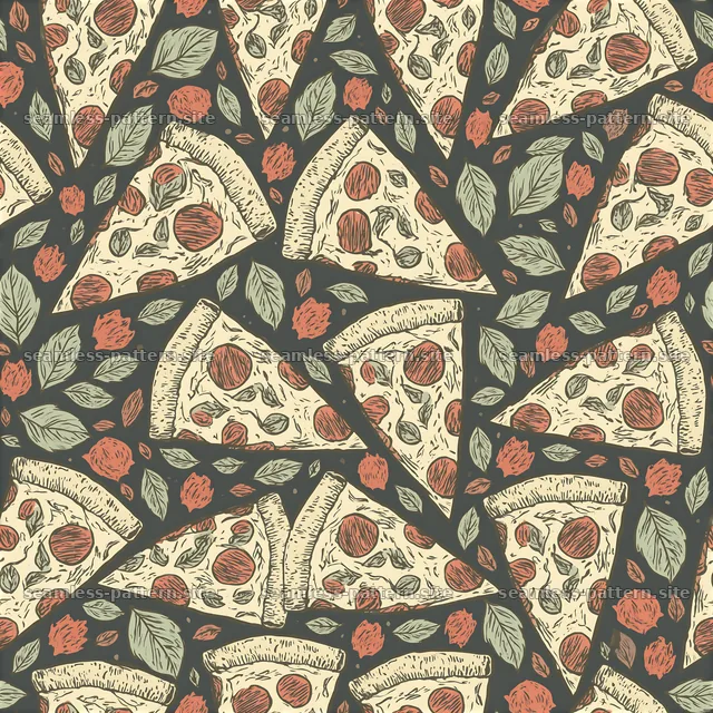 Hand Drawn Pizza Slice Seamless Pattern — seamless tileable pattern