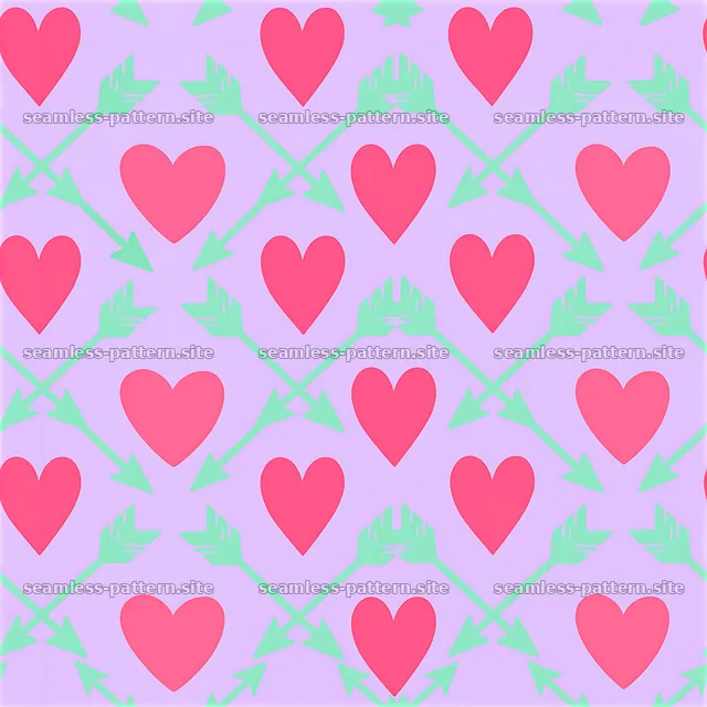 Colorful seamless heart and arrow pattern in playful design — seamless tileable pattern