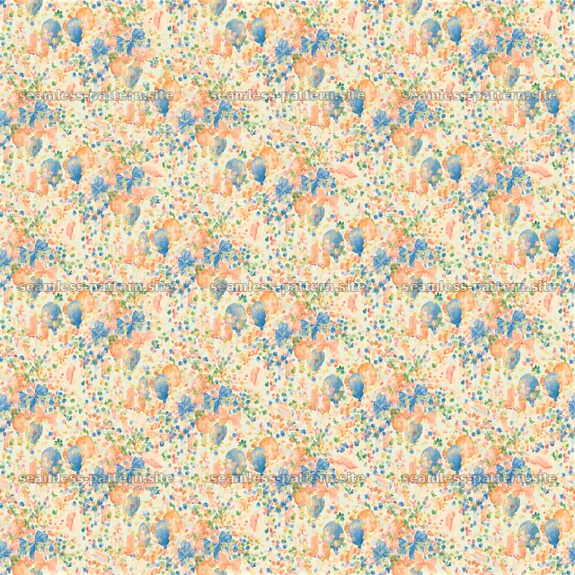 Colorful floral seamless pattern with blue and peach tones — seamless tileable pattern