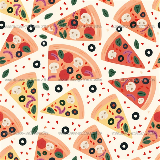 Colorful pizza slice seamless pattern design for backgrounds — seamless tileable pattern