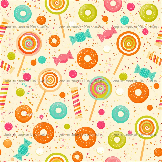 Colorful Candy and Lollipop Seamless Pattern — seamless tileable pattern