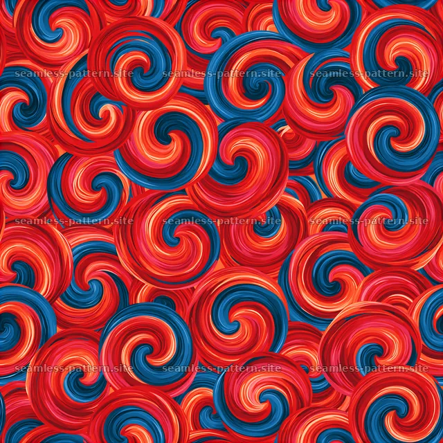 Funky Swirl Tileable Pattern in Red and Blue — seamless tileable pattern