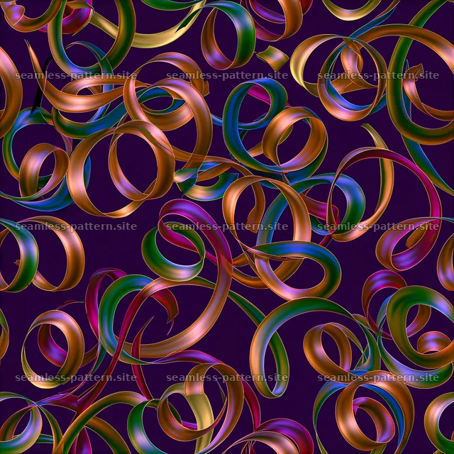 Seamless texture with colorful ribbon curls in a vibrant pattern — seamless tileable pattern