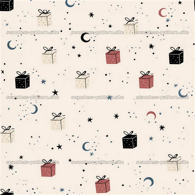 Birthday gift wrap tileable pattern with presents and stars — seamless tileable pattern