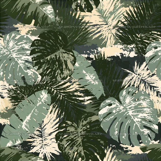 Leaf pattern design with various shades of green and beige — seamless tileable pattern