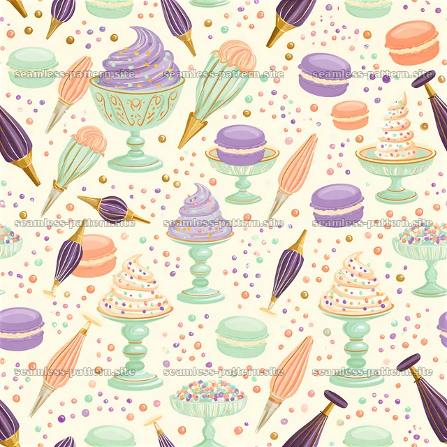 Colorful Baking Tools and Desserts Seamless Pattern — seamless tileable pattern