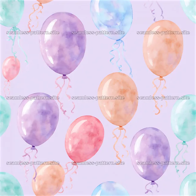 Pastel Watercolor Balloon Seamless Pattern — seamless tileable pattern