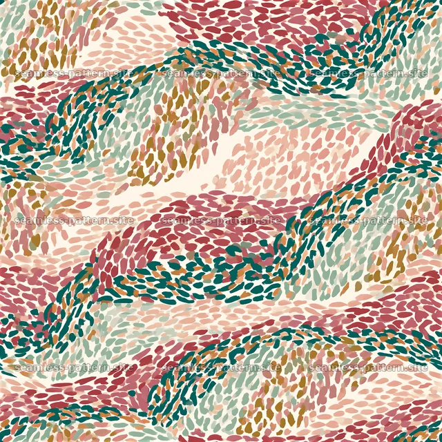 Vibrant abstract pattern with flowing shapes and curves — seamless tileable pattern