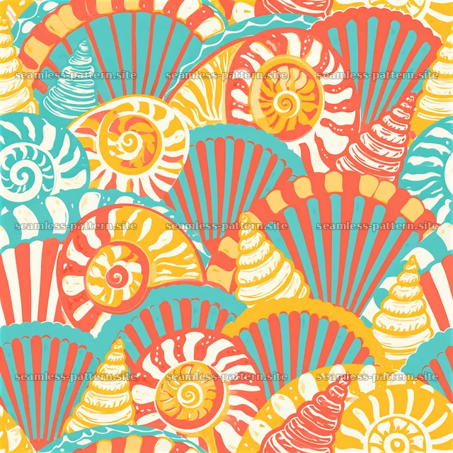 Cute Ocean Shells Seamless Pattern — seamless tileable pattern