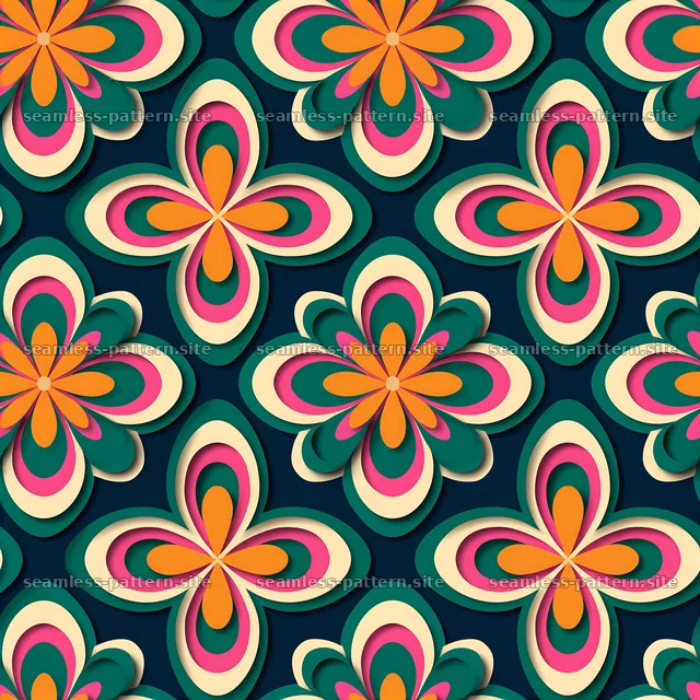 Colorful paper cut floral seamless pattern — seamless tileable pattern