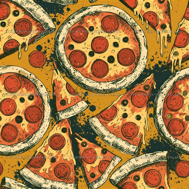 Hand Drawn Pizza Slice Seamless Pattern — seamless tileable pattern
