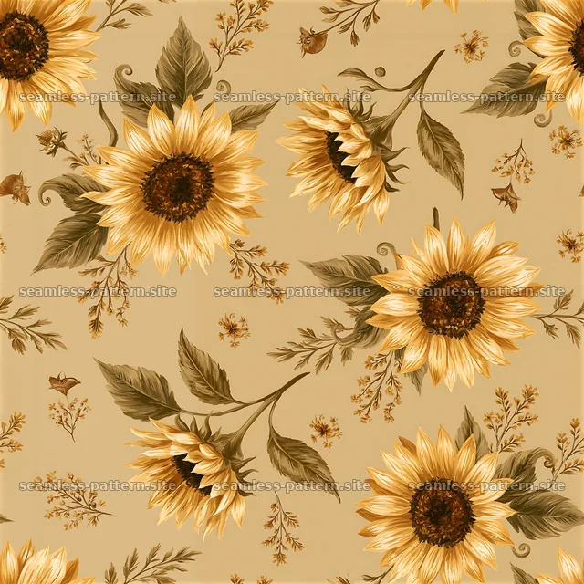 Sunflower repeat pattern for seamless design and background use — seamless tileable pattern