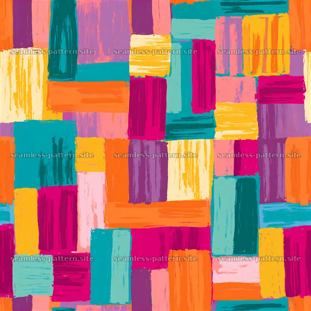 Playful color blocks repeating pattern with bold colors and varied shapes — seamless tileable pattern