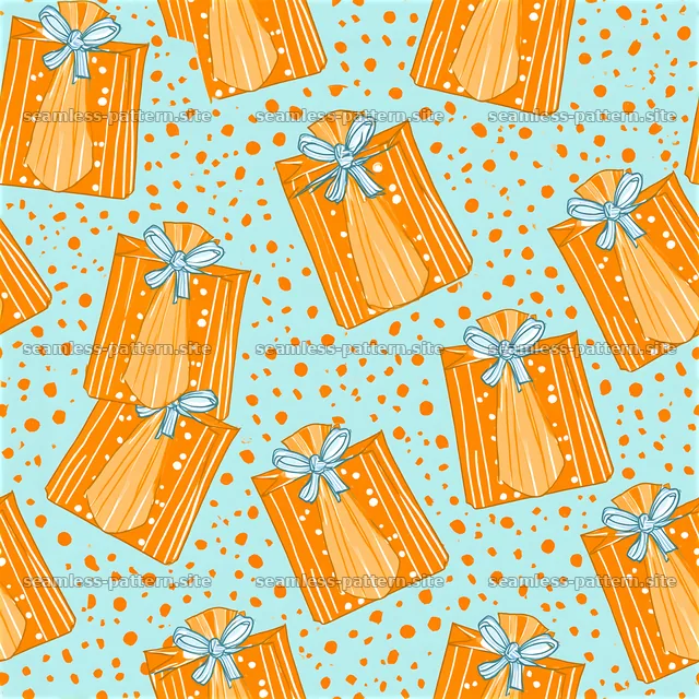 Repeating pattern with decorative gift bags filled with dots — seamless tileable pattern