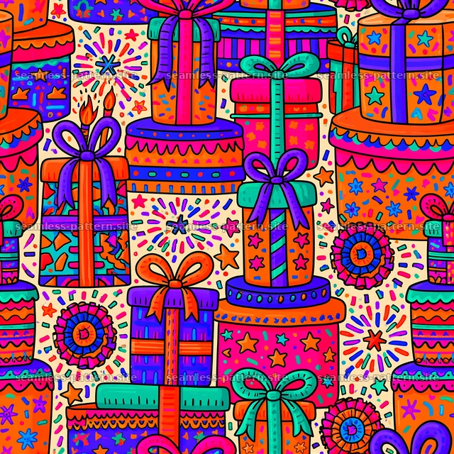 Colorful Birthday Gift Boxes Seamless Pattern — seamless tileable pattern