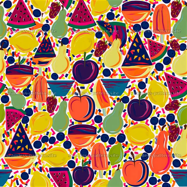Colorful Fruit and Party Hat Seamless Pattern — seamless tileable pattern