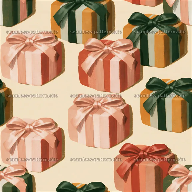 Tileable texture with festive gift packages in bright colors — seamless tileable pattern
