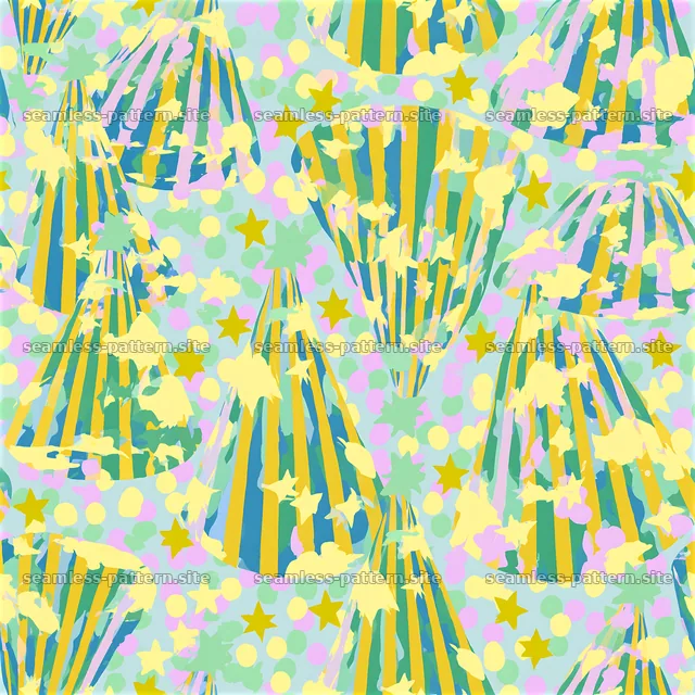 Colorful party hats seamless pattern for festive designs — seamless tileable pattern