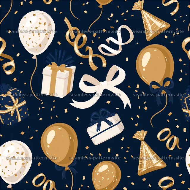 Colorful party elements in a seamless pattern for festive designs — seamless tileable pattern