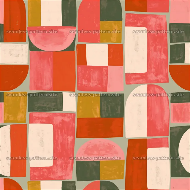 Bright coral shapes seamless pattern with geometric forms and colors — seamless tileable pattern