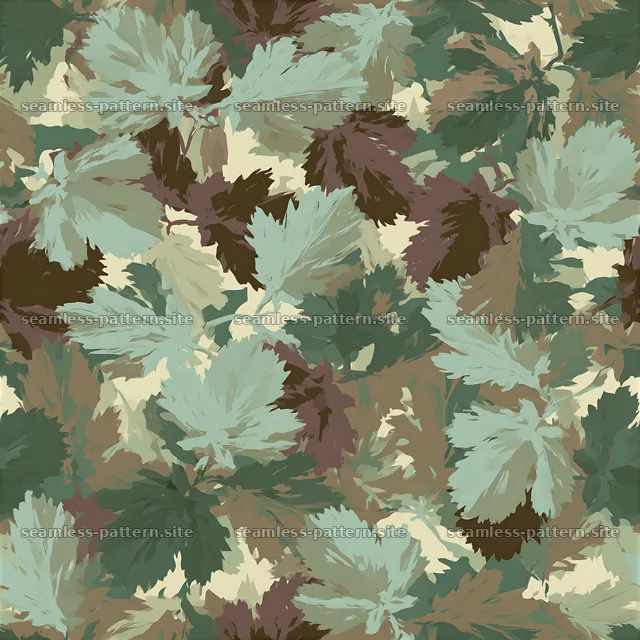 Seamless outdoor camouflage pattern with green and brown leaves — seamless tileable pattern
