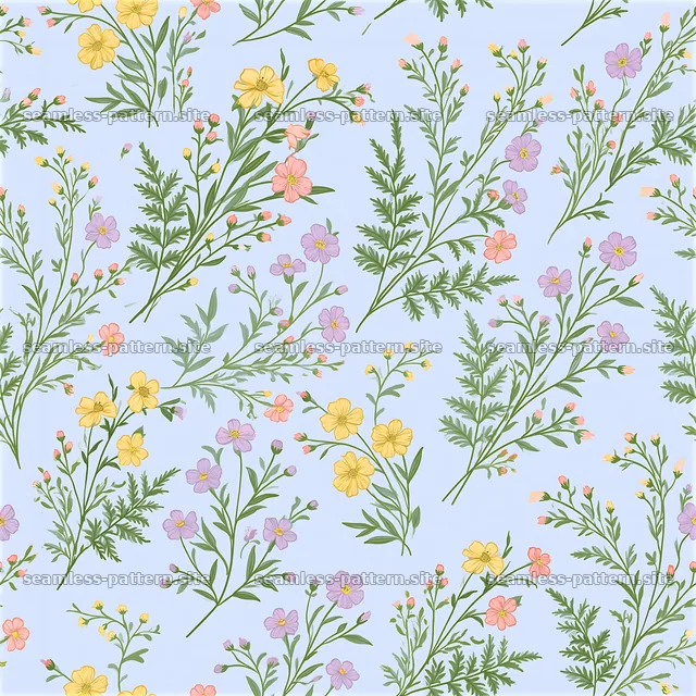 Dense flower repeating pattern with various small blossoms and — seamless tileable pattern