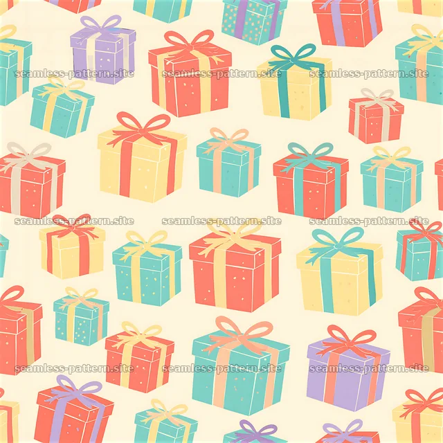 Seamless birthday presents pattern with colorful wrapped gifts — seamless tileable pattern