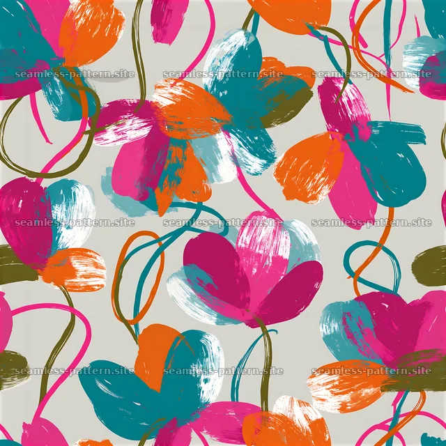Vivid abstract floral forms seamless pattern with bright colors — seamless tileable pattern