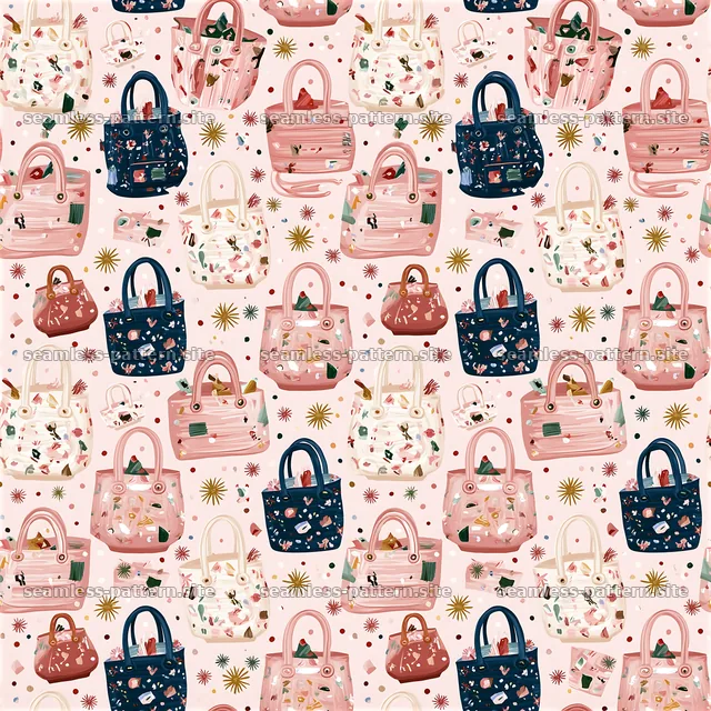 Funky handbag and tote bag seamless pattern — seamless tileable pattern