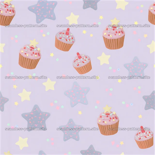 Cupcakes and stars seamless pattern for festive designs — seamless tileable pattern
