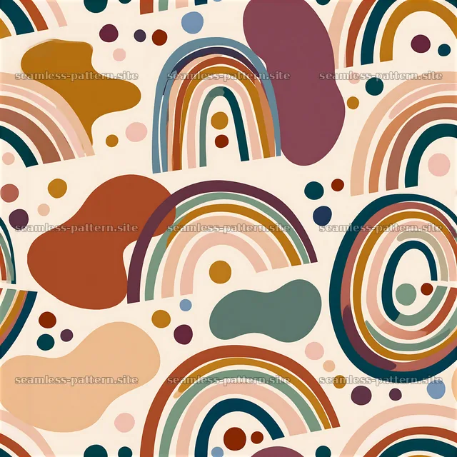 Funky rainbow arch seamless pattern in earthy colors — seamless tileable pattern