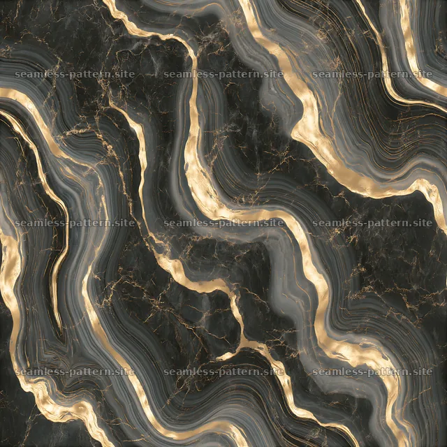 Seamless glossy gold veined marble repeat pattern on dark background — seamless tileable pattern
