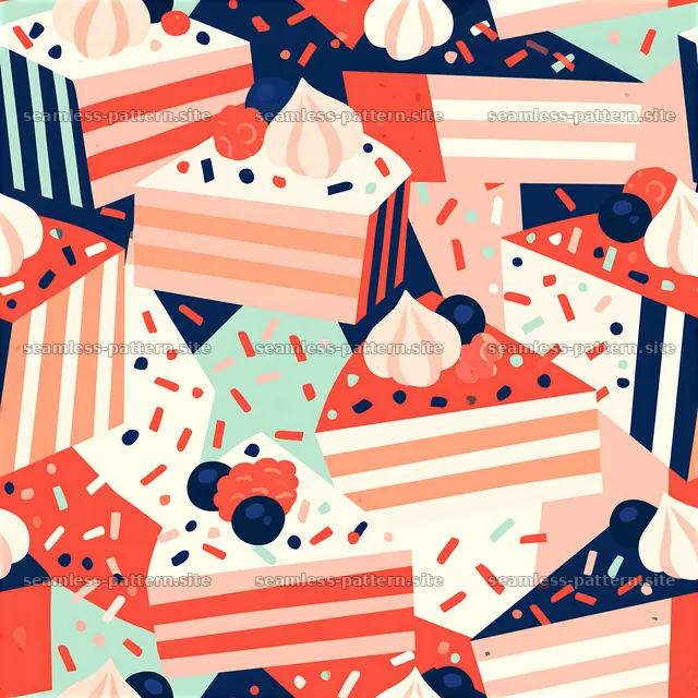 Colorful Birthday Cake and Dessert Seamless Pattern — seamless tileable pattern