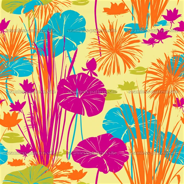 Vivid Tropical Botanical Silhouettes Seamless Pattern — seamless tileable pattern