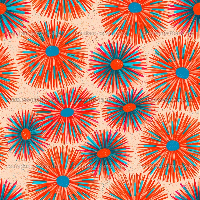 Vibrant Sunburst Shapes Seamless Pattern — seamless tileable pattern