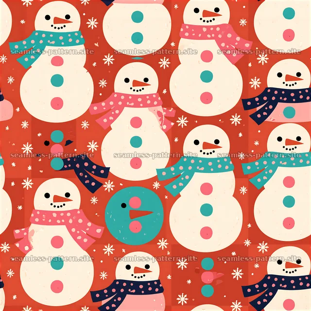 Cute snowman seamless design for winter crafts and decorations — seamless tileable pattern