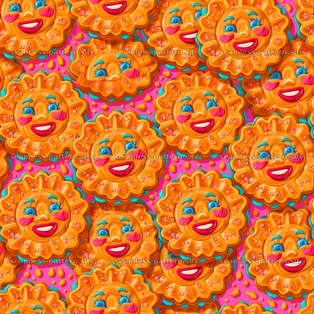Adorable smiling cookie seamless pattern for kids — seamless tileable pattern