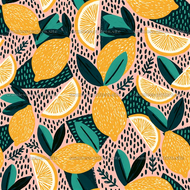 Playful Lemon and Citrus Seamless Pattern — seamless tileable pattern