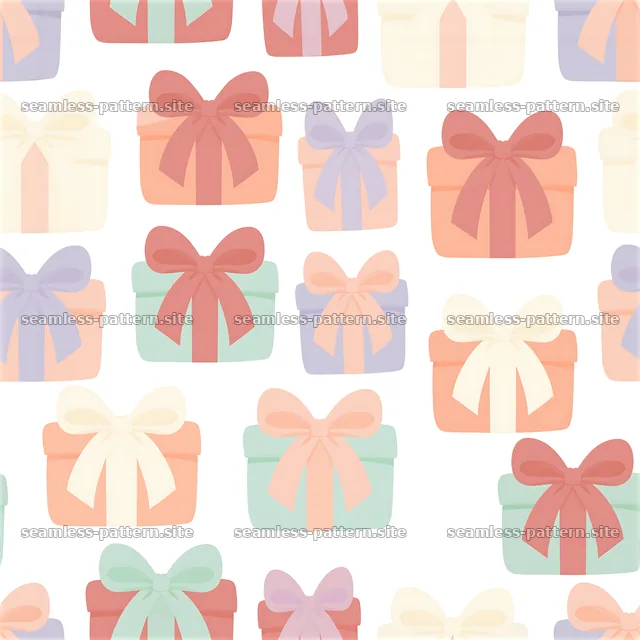 Pastel Gift Boxes with Bows Seamless Pattern — seamless tileable pattern